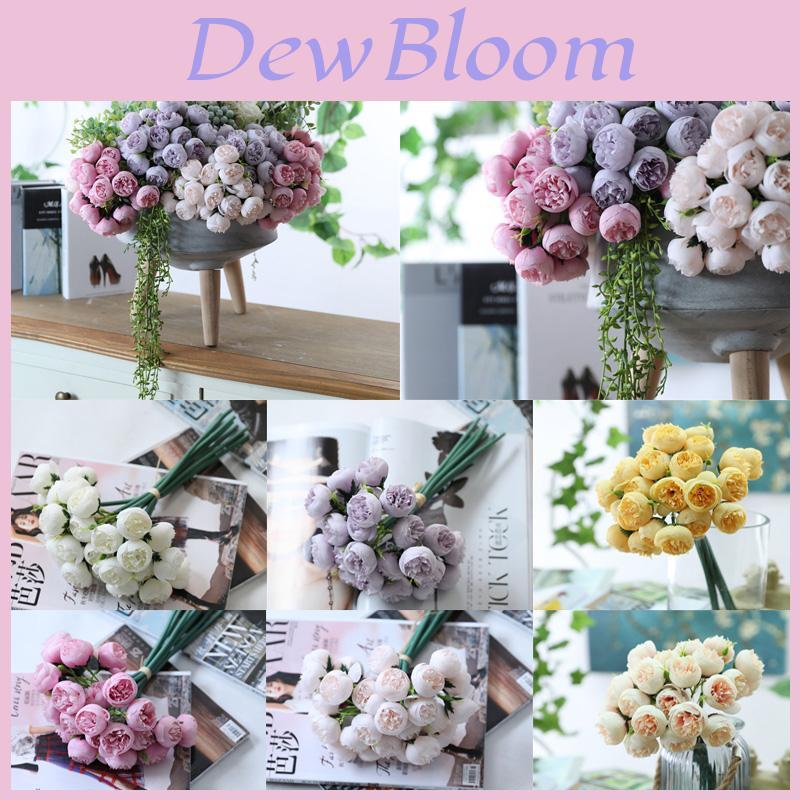 Exquisite 21-head Artificial Peony Tea Rose Bouquet Perfect For Wedding Decor