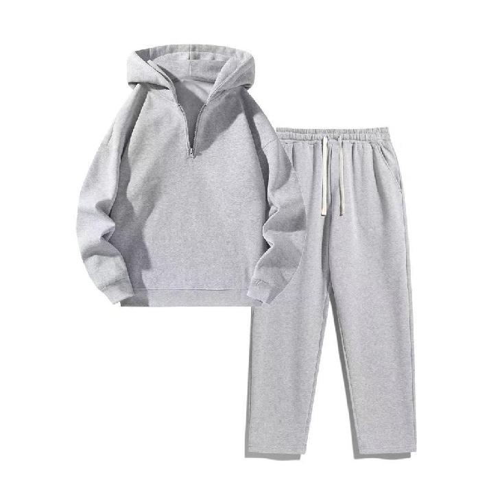 Women's 2-Piece Set Casual Turn-Down Collar Half-Zip Sweatshirt and Wide-Leg Pants Tracksuit Set