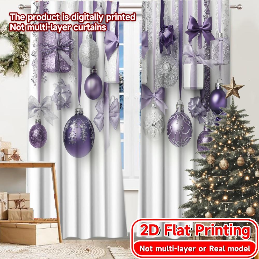 

Flat Printing Lavender Ornaments Chic Curtains Semi Art Deco Festive Suitable Living Room Light Filtering Set Of 2 Made Polyester Great Decor W100*H70(CM)-Hooks&2PCS