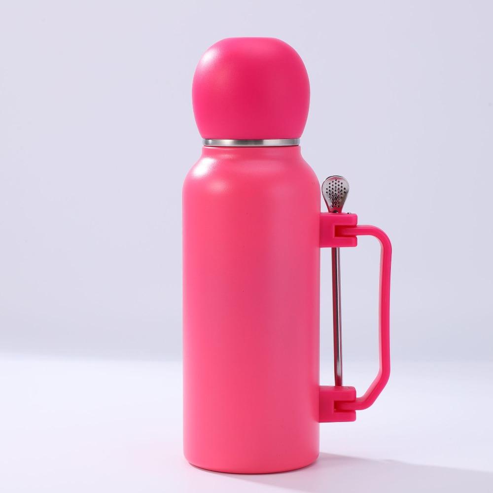 Portable Stainless Steel Insulated Bottle 1200ml Large Capacity Vacuum Flask with Straw Spoon Leak Proof Sports Water Bottle