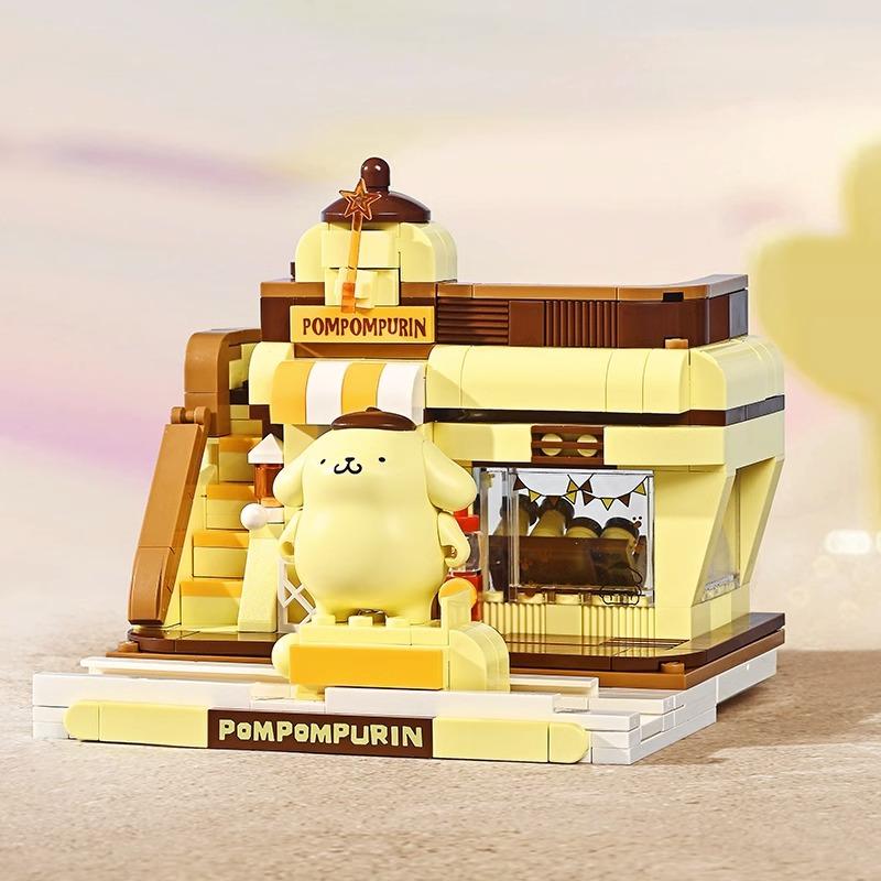 Genuine Keeppley  Building Blocks Street Scene Series Model  Mymelody Kuromi Splicing Toy Pompom Purin Gift