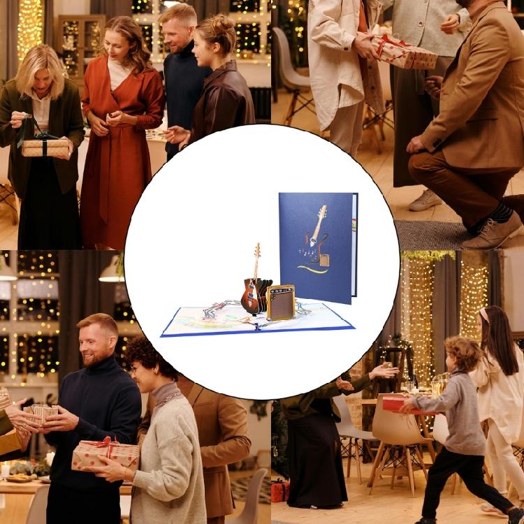 Stylish 3D Popup Guitar Card Fine Craftsmanship Special Gift Accessory for Parties Supplies and Festivities Decoration