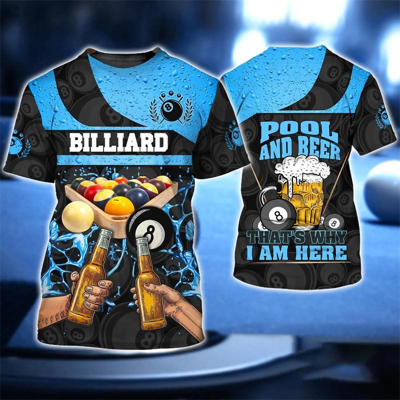 Módní kulečníkové 3D potištěné tričko pro muže, fitness trička do posilovny, dámské oblečení, streetwear, volná unisex trička, topy