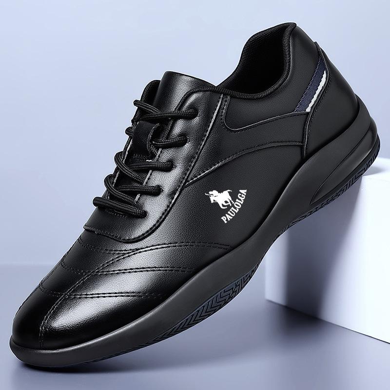 

2025 новая оригинальная мужская повседневная обувь спортивная кожаная обувь дышащая удобная дезодорирующая мягкая подошва обувь для путешествий внешняя торговля 39 чёрный