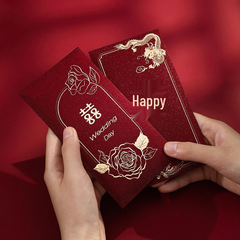 Chinese Glitter Wedding Red Envelope for New Marriage Gift