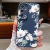 Simple Floral Pattern Shockproof Soft Case For Samsung S25 Ultra S24 FE S23 S22 A56 A16 A36 A15 A55 A35 A54 Leather Texture TPU Matte Slim Phone Cover