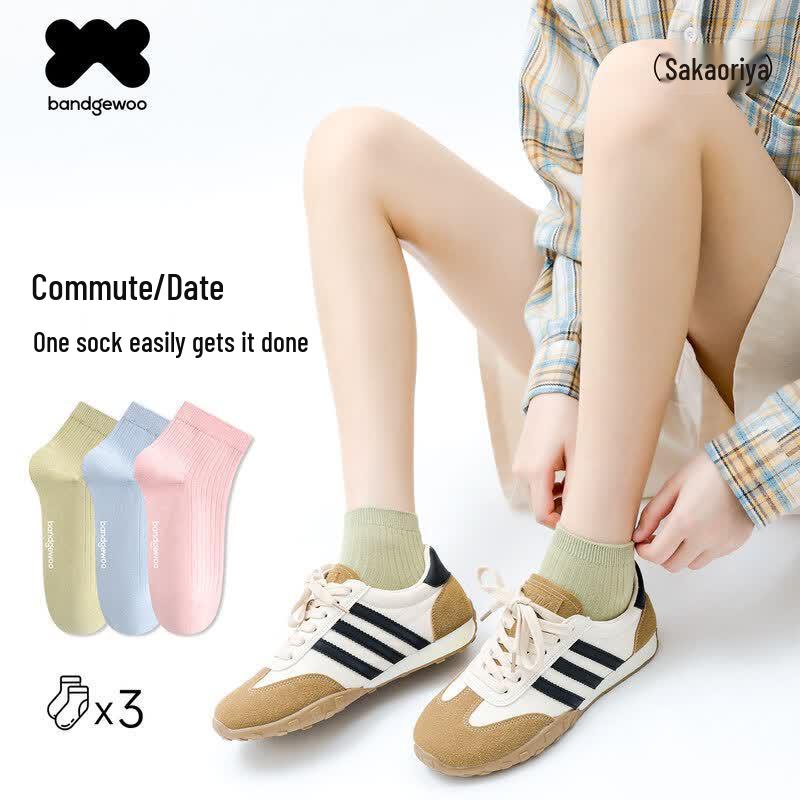 Bandgewoo Women s 7A Antibacterial 100% Cotton Ankle Socks - 3 Pairs