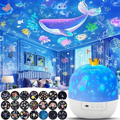 21 Sets of Films 360 Rotating Star Galaxy Projector Home Bedroom Ceiling Decoration Lamp Star Projector Night Lights