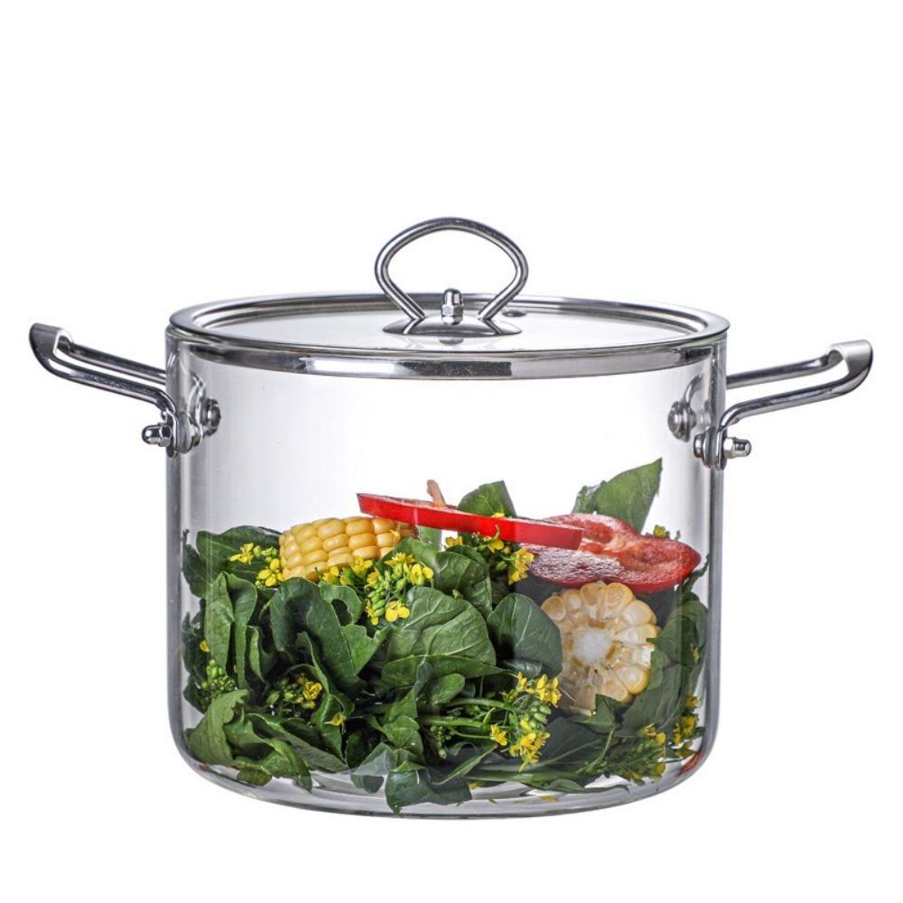 Heat Resistant Clear Cooking Pot Stainless Steel Glass Soup Pot  Kitchen Cooking Tools