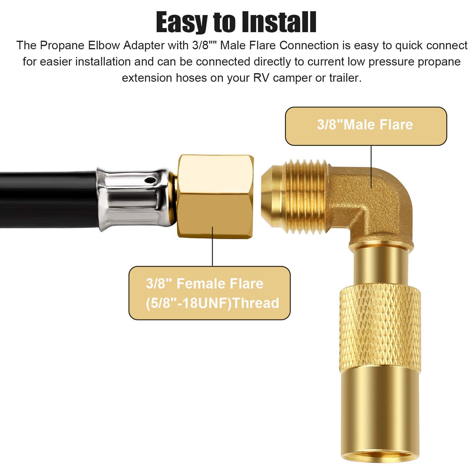 

Propane Elbow Adapter With 3/8 Male Flare Connection Brass 90 Degree Elbow Adapter Conversion Fitting For 17 and 22 Grill Hot United States