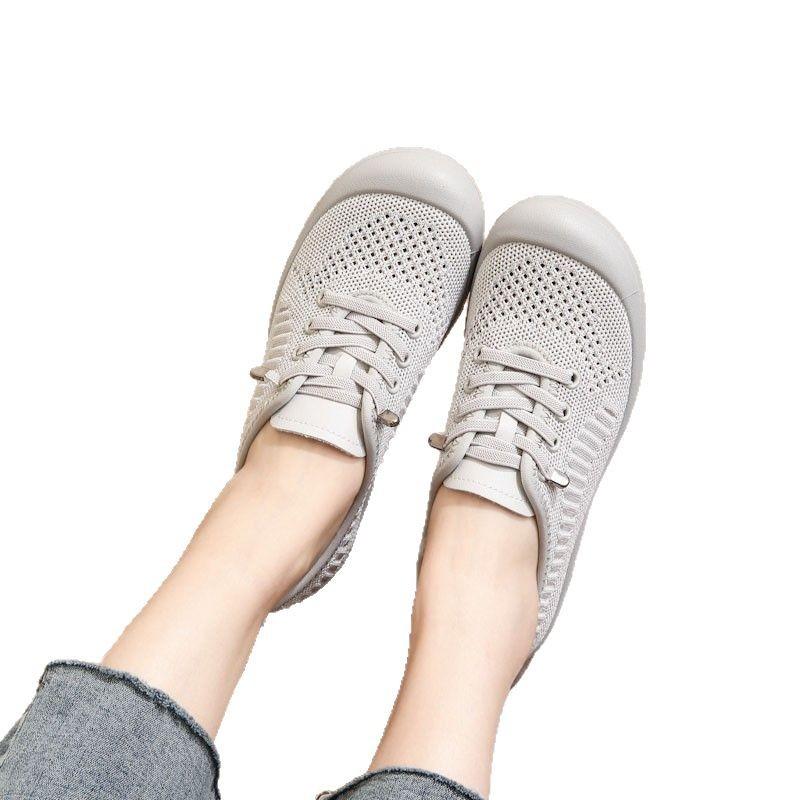 Spring and summer fly-woven ultra-light soft sole non-slip breathable single shoes mesh walking in the elderly hollow women's sandals