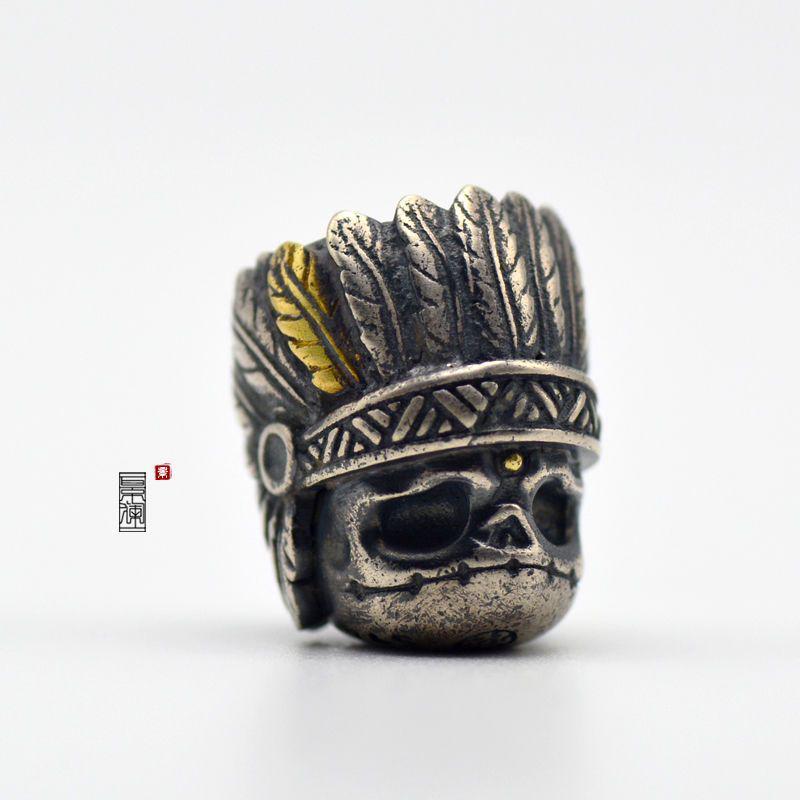 

Кулон Вождь Череп А дай из стерлингового серебра 925 пробы с молитвенными бусинами Вэньвань