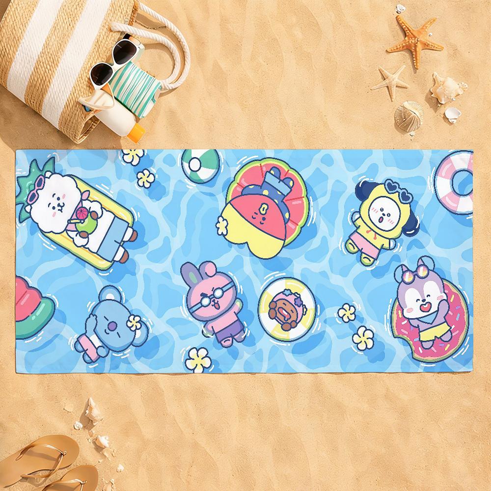 Cartoon cute B-BT 21 Towel Drying Bath Towel Applicable To Light Swimming Camping Yoga Beach Out