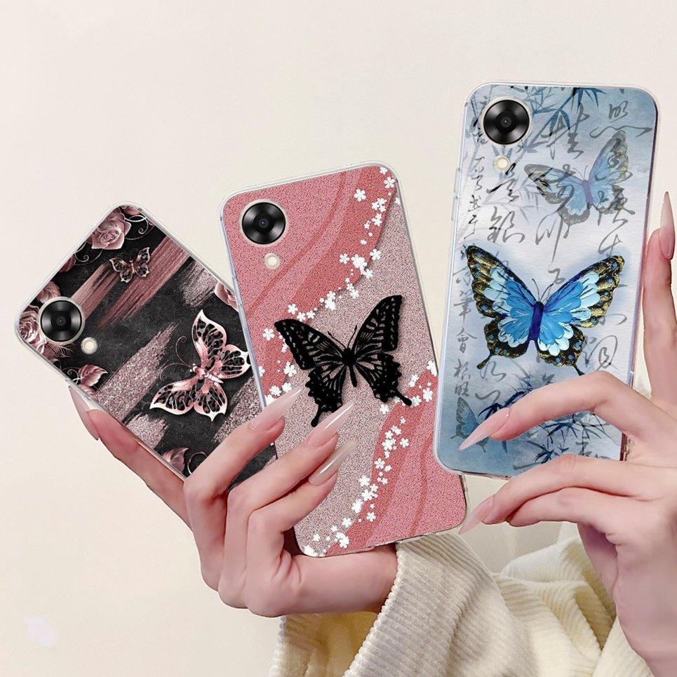 Case For Oppo A17k A17 4G Back Cover Oppo CPH2471 CPH2477 Colorful Butterfly Flower Painting Phone Cases Transparent Soft TPU