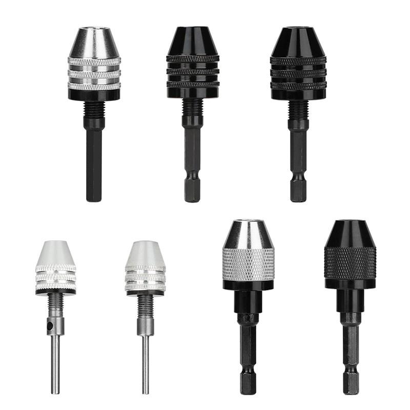 CMCP Keyless Drill Chuck 0.3-3.4/6.5/8mm Self-Tighten Electric Drill Bits Collet Fixture 1/4" Hex Shank Quick Change Converter Tire Chucks 1