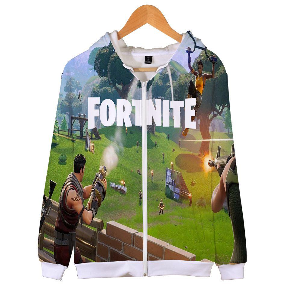 Fortnite Hoodie 3d Print Zipper Sweatshirts Battle Royal Cosplay Costume