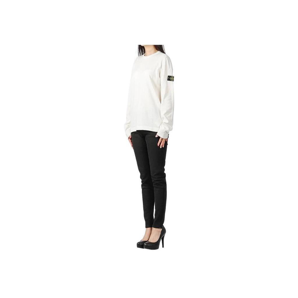 Stone Island Logo Round Neck Pullover Sweater Kids sweater White 7416509A2-V0093