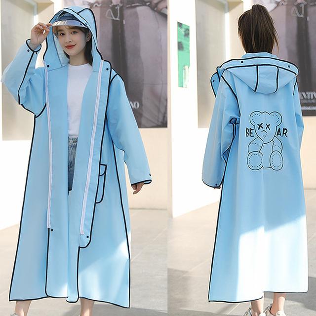 Poncho De Pluie Imperméable Adulte Long Noir - Matériau EVA épais - Capuche - Pour Randonnée, Voyage, Pêche - Taille XXXL