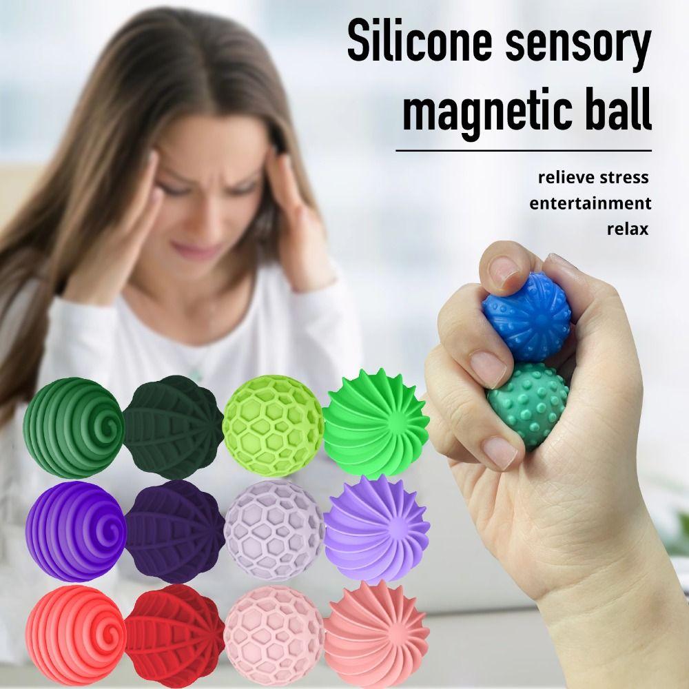 4Pcs Attraction Textures Magnetic Fidget Balls Silent Stress Relief Balls  Toys for Calming Stress