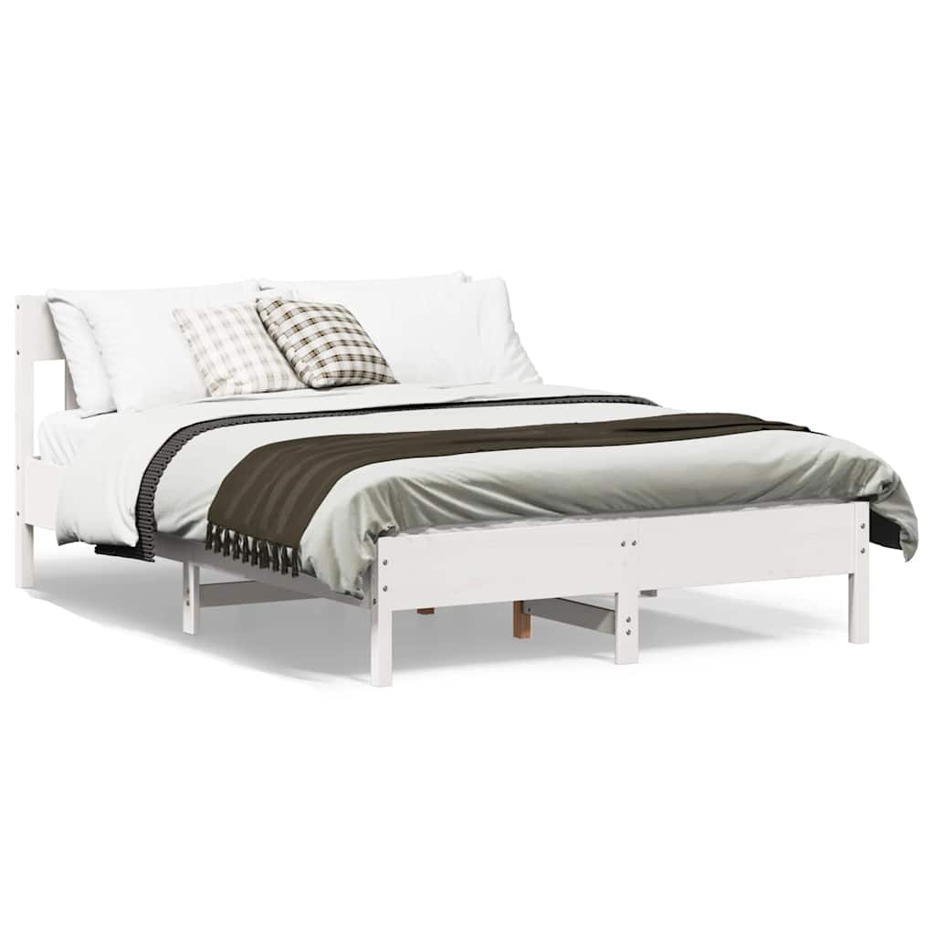 Vidaxl Bed Frame Without Mattress, White, 120X200 Cm, Pine Wood