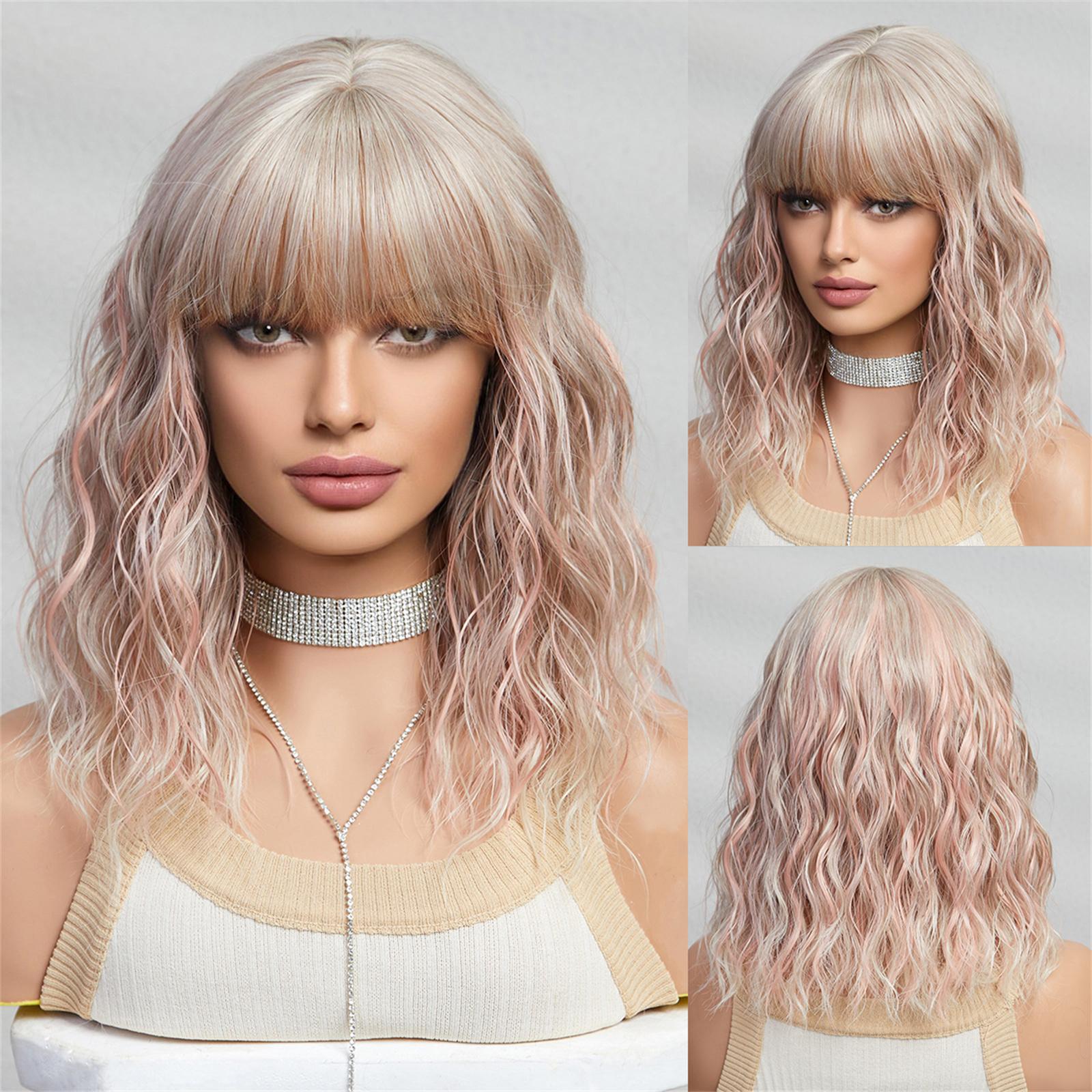 

ALAN EATON, короткие синтетические парики BOB, золотистый блондин, вьющийся парик с челкой для женщин, косплей, повседневная вечеринка, термостойкий парик из волокна