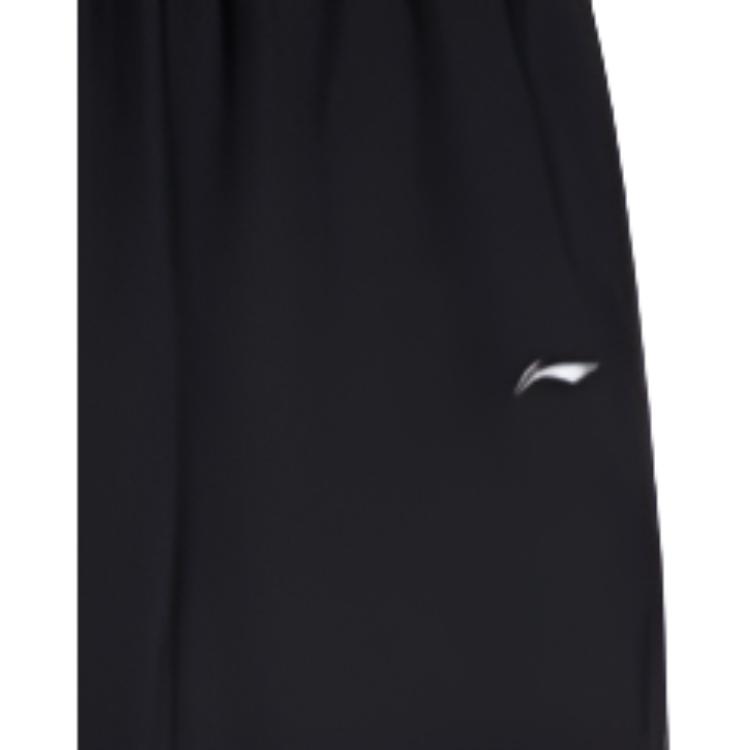 Li-Ning Comfortable Simple Versatile Solid Color Mid Waist Straight Leg Breathable Casual Pants Women bottoms Black AYKT504-1