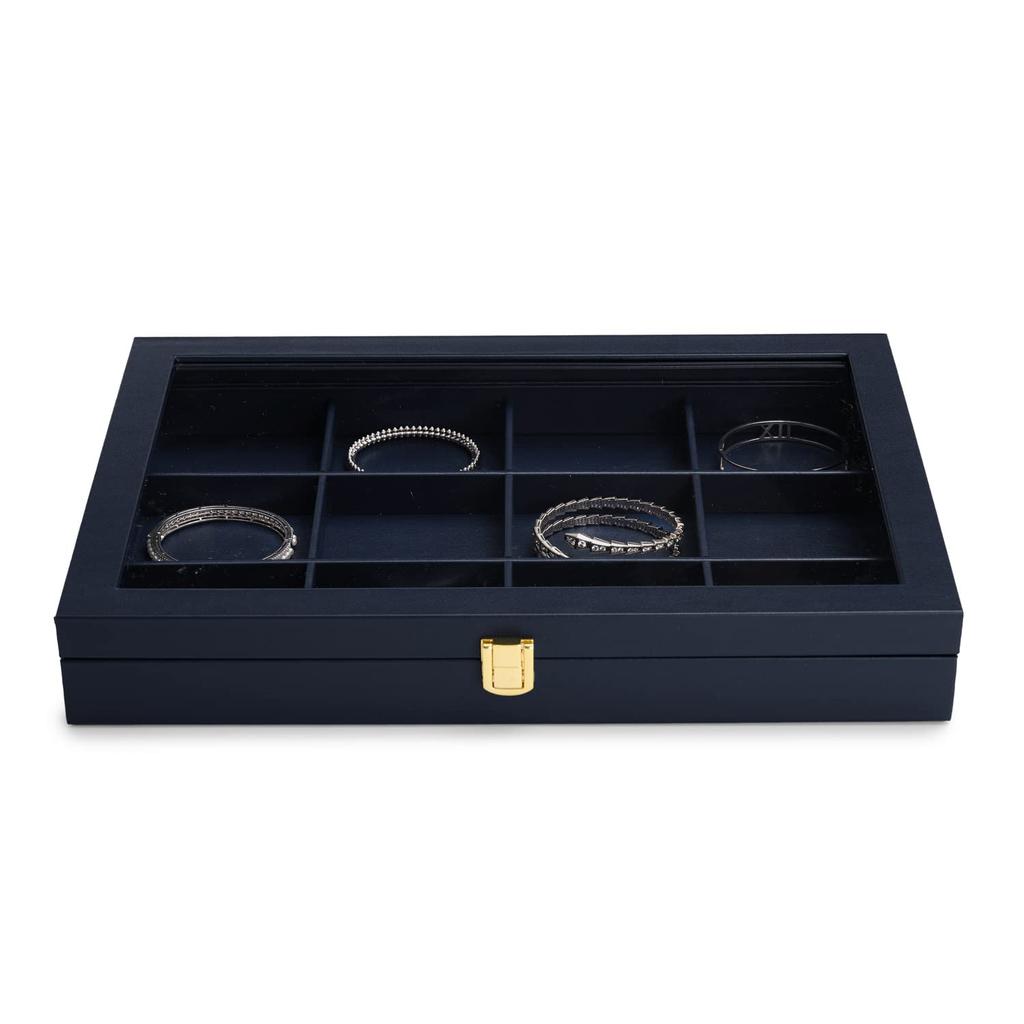 Papten Jewelry Tray with PU Leather Jewelry 12 for Stylish X05602 Lid, Box, Compartments, Rings, Watches, Necklaces, Display, Storage, Transparent,