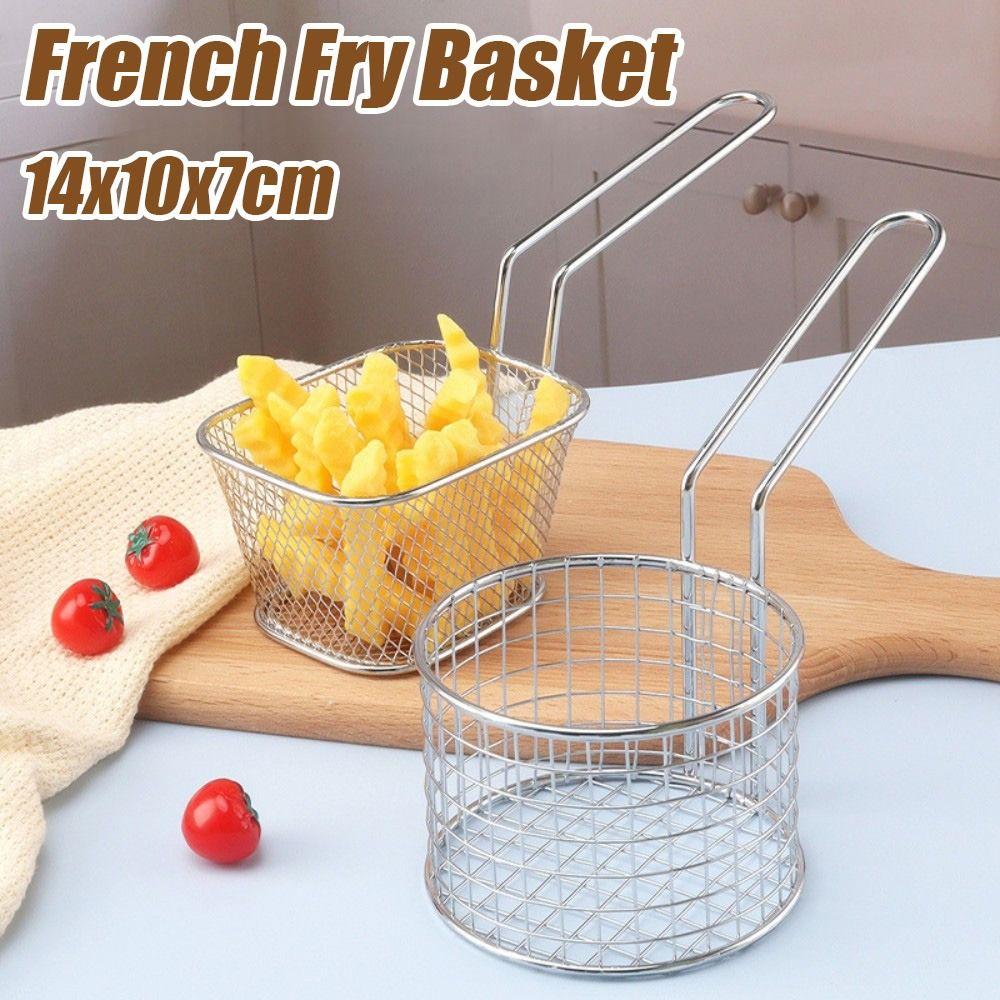 Reusable French Fry Basket Stainless Steel Frying Basket Portable Strainers  Kitchen Frying Tools