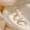Silver Needle Geometric Heart Hoop Earrings - Retro & High-End Style for a Bold Look