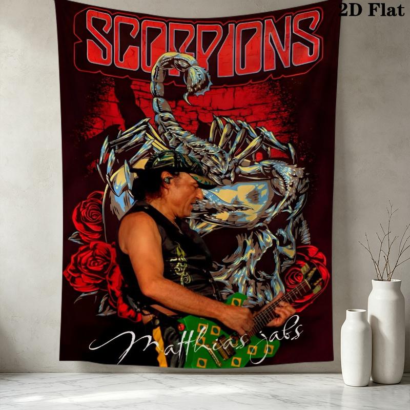 Scorpions Band Wall Tapestry Aesthetic Wall Hanging Printed Fabric Blanket Decorative Tapestries for Bedroom Living Room Home Decor