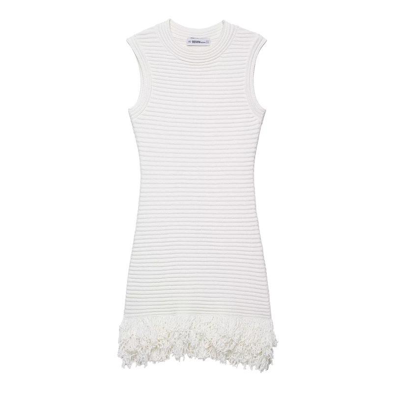 2025 Autumn Women s Fashion Plaid Knit Tassel Dress - European & American Style Large