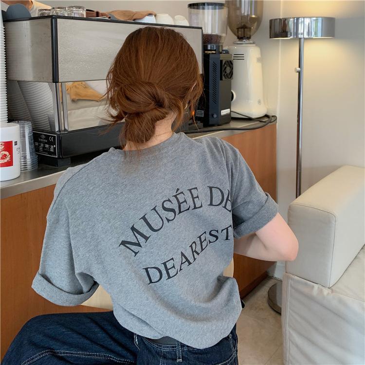 High Street Vintage Buchstabenaufdruck junges Mädchen kurzärmelige T-Shirts für Damen Sommer lässig locker graues T-Shirt Harajuku Streetwear T-Shirt Y2K Tops
