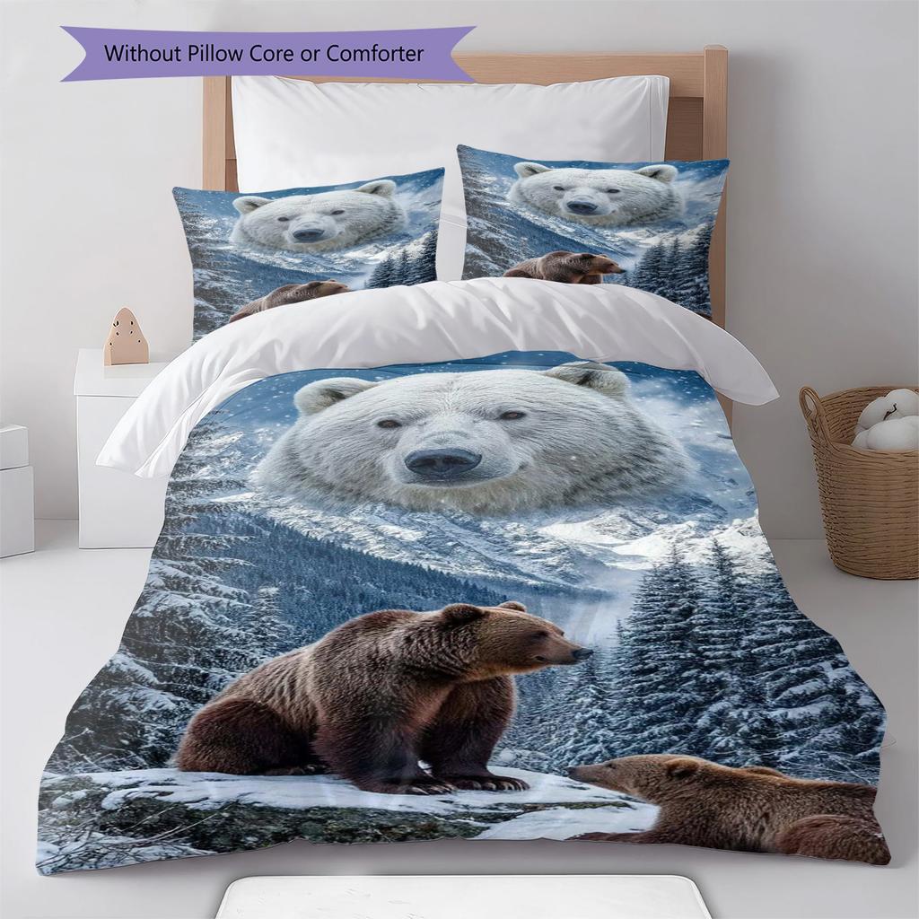 Bear Pattern Bedding Set Quilt Cover Pillowcase Home Decor Gift (1 * duvet cover + 2 * pillowcase, without core)