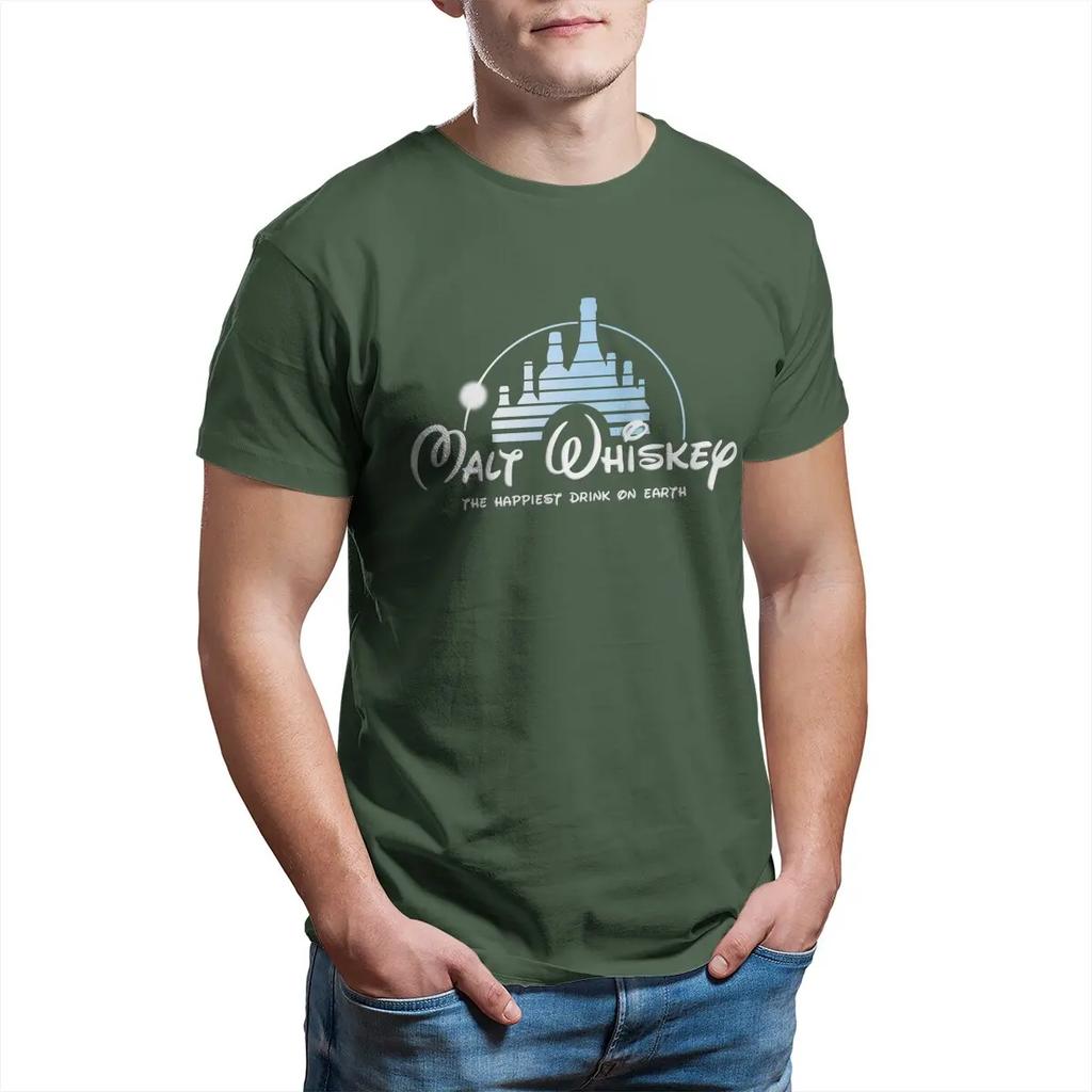 T-Shirts Malt Whiskey The Happiest Drink on Earth Humor Cotton Tee Shirt Short Sleeve T Shirt O Neck Clothes New Arrival Unisex