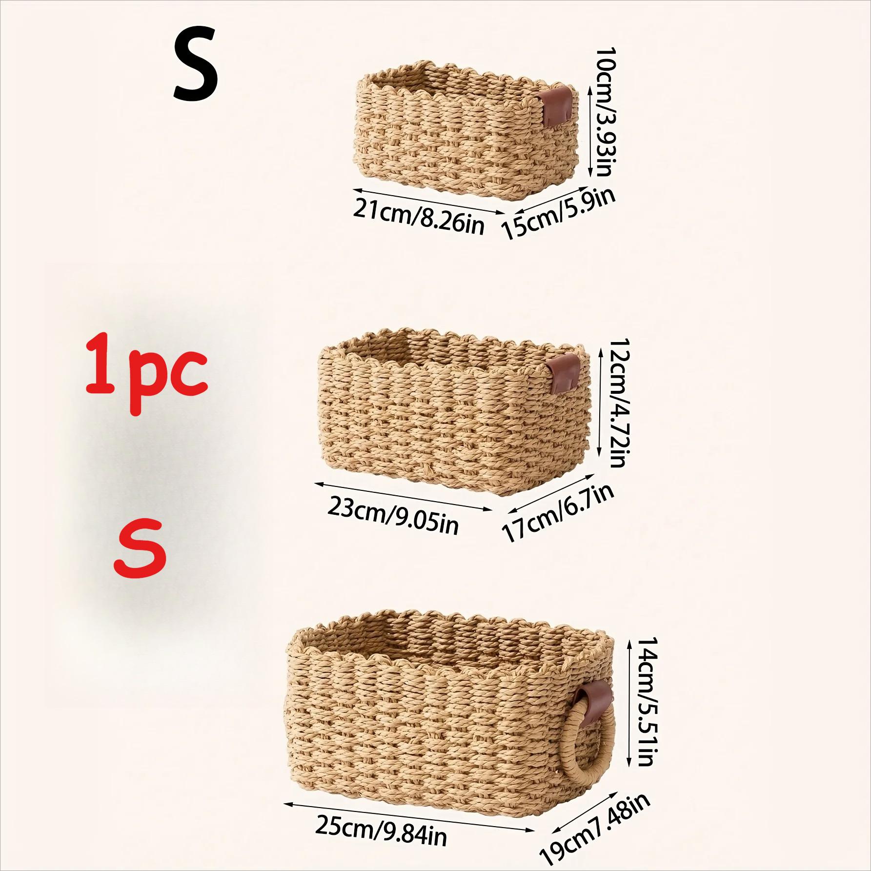 

3pcs/1pc Woven Storage Basket, Paper Rope Storage Basket with Handle Small Woven Basket for Organising Decorated Gift Basket