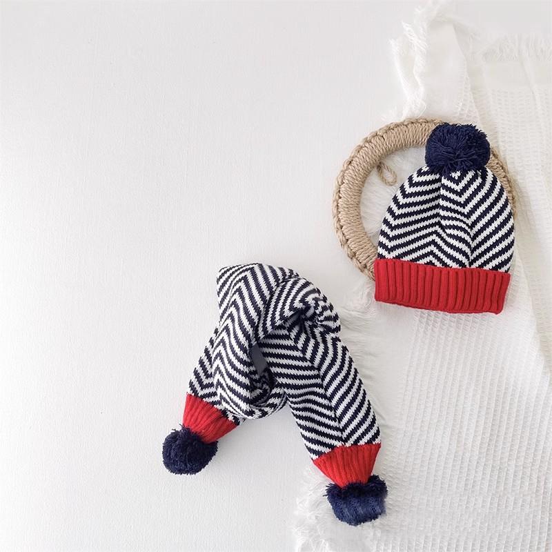 Winter Children's Warmth Autumn and Winter Men's and Women's Scarves Two-piece Set Children's Knitted Wool Hat Scarf Two-piece Set Wholesale