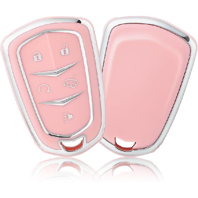 OFFCURVE for Cadillac Key Fob Cover, Premium Soft TPU Key Case Shell for Cadillac Escalade 2015-2019 CTS XTS ATS STS XT4 XT5 CT6 SRX Smart Key Holder