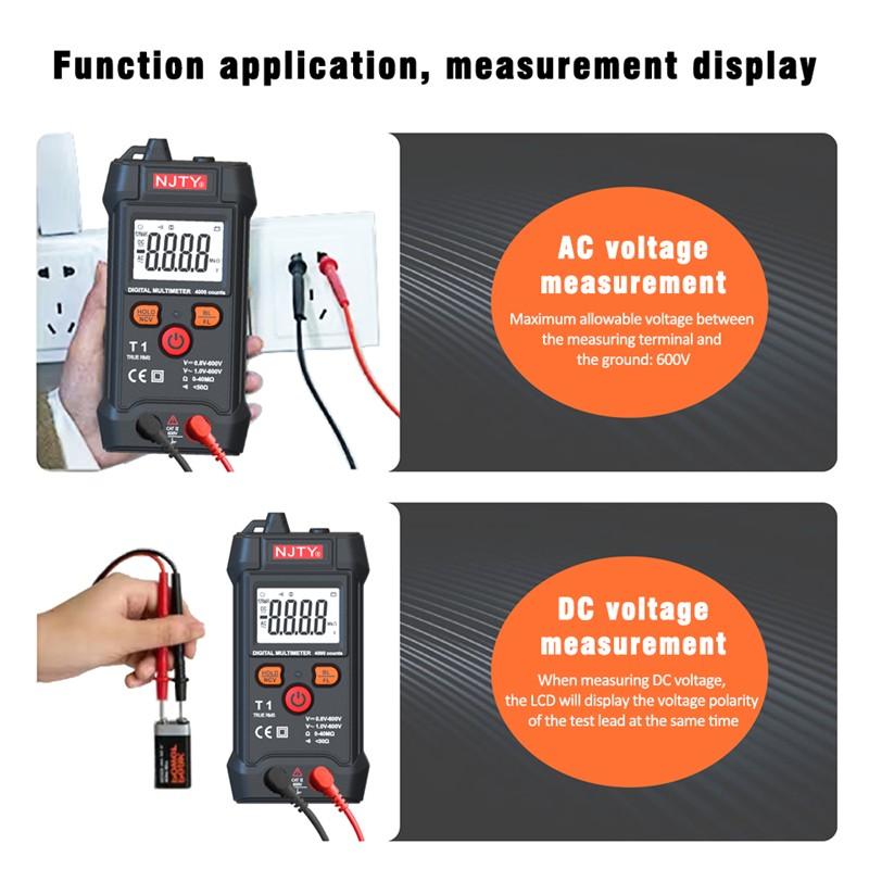 T1 Portable Digital Multimeter Backlight Voltmeter Handheld LCD Digital UA
