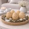 Set of 5 beige openwork Easter eggs, spring decoration