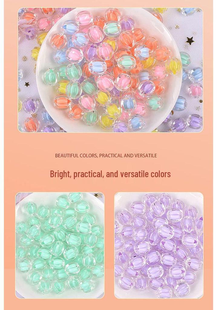 Acrylic Pumpkin Beads: 10mm Loose Beads for DIY Bracelets - New 2024 Style