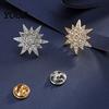 Shirt Collar Button 1/2Pcs Double-Layered Eight-Pointed Star Lapel Pin with Rhinestones, Thickened Alloy Star-shaped Brooch Safety Buckle