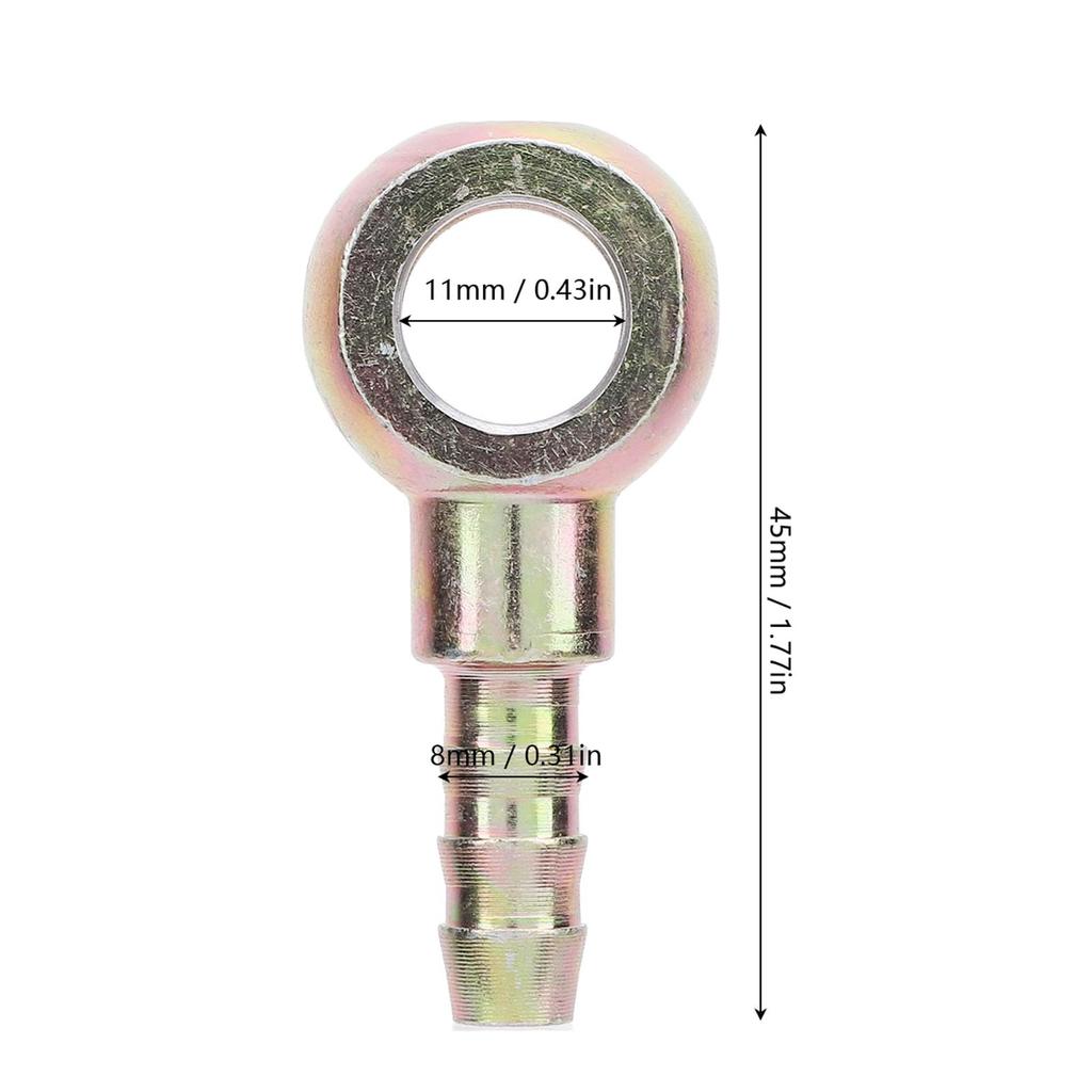 Stainless Steel 7/16" Banjo Fitting 8mm Hose Barb Adapter