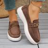 Women's Fashi Faux Suede Loafers Metal Buckle Slip  Thick Sole Platform Sneakers Casual Comfort Daily Walking Shoes Lady