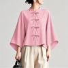 ZANZEA Women Casual Stand Collar Solid Color Loose Long Sleeve Blouse