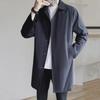 Beige Men's Mid-Length Windbreaker: Spring/Autumn, Large Size, Business Casual, Versatile Lapel, Loose Fit for Middle-Aged and Elderly.