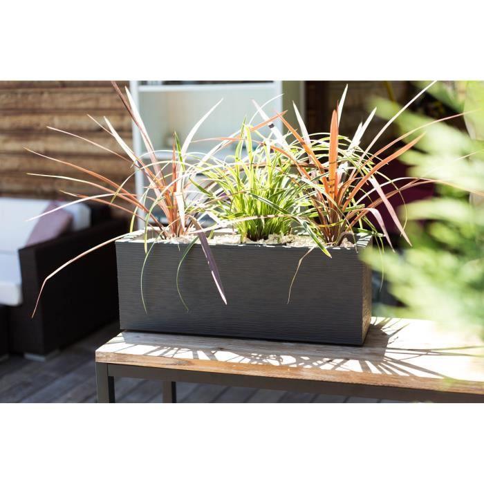 Window Box - EDA - Graphite Up - 25 L - Indoor/ Outdoor - Graphic Decor - 59 X 19.5 X H. 22,8 Cm - Anthracite Grey
