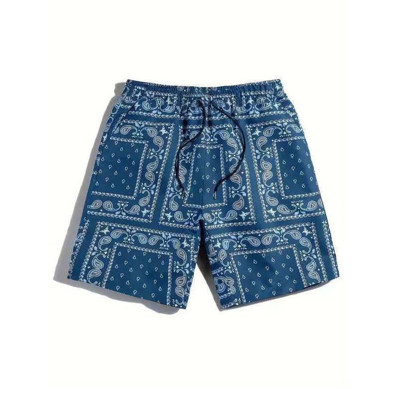 Men's Casual Beach Shorts Breathable Vintage Personality Printed Shorts Hip Hop High Street Streetwear