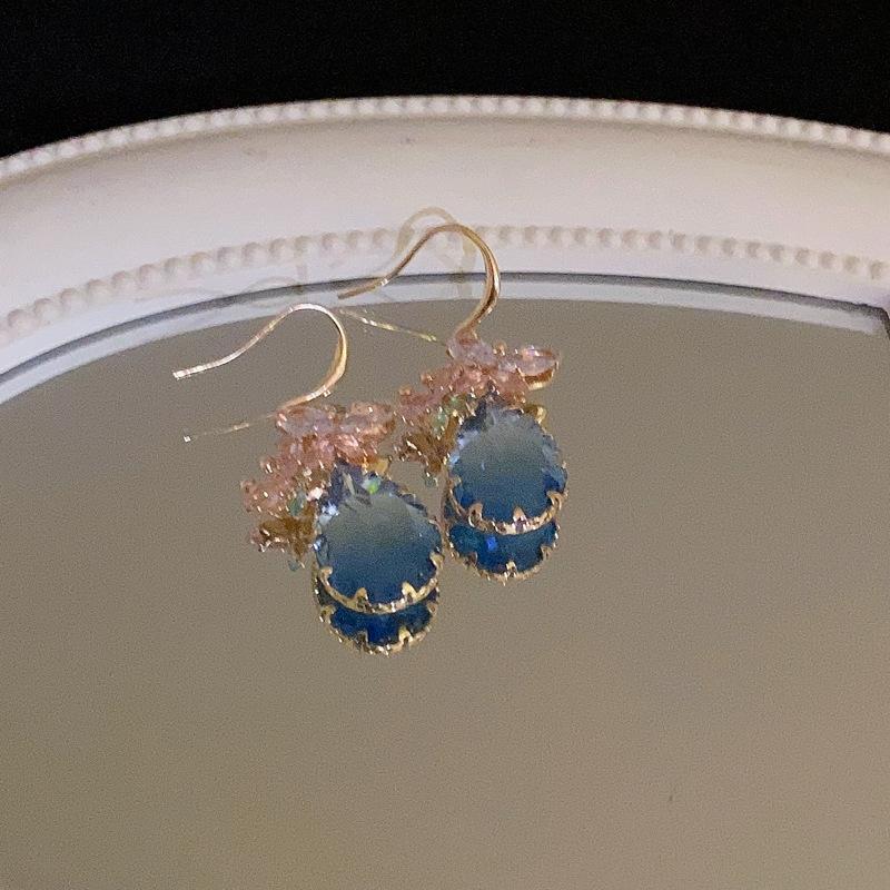 Korean fashion zircon butterfly water drop ear hook light luxury niche earrings earrings temperament high-end earrings women