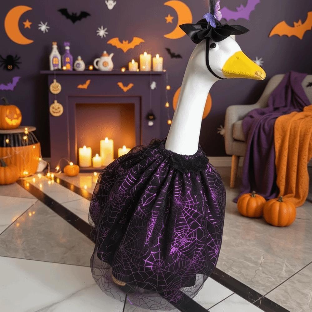 Purple Black Mesh Porch Geese Clothes Witch Hat Included Goose Witch Skirt  Porch Decoration