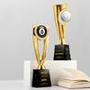Customized Black Eight Billiards Resin Trophy Reward, Gold, Silver, Copper, Crystal Base, Sport Activity Competition Awards, 1Pc